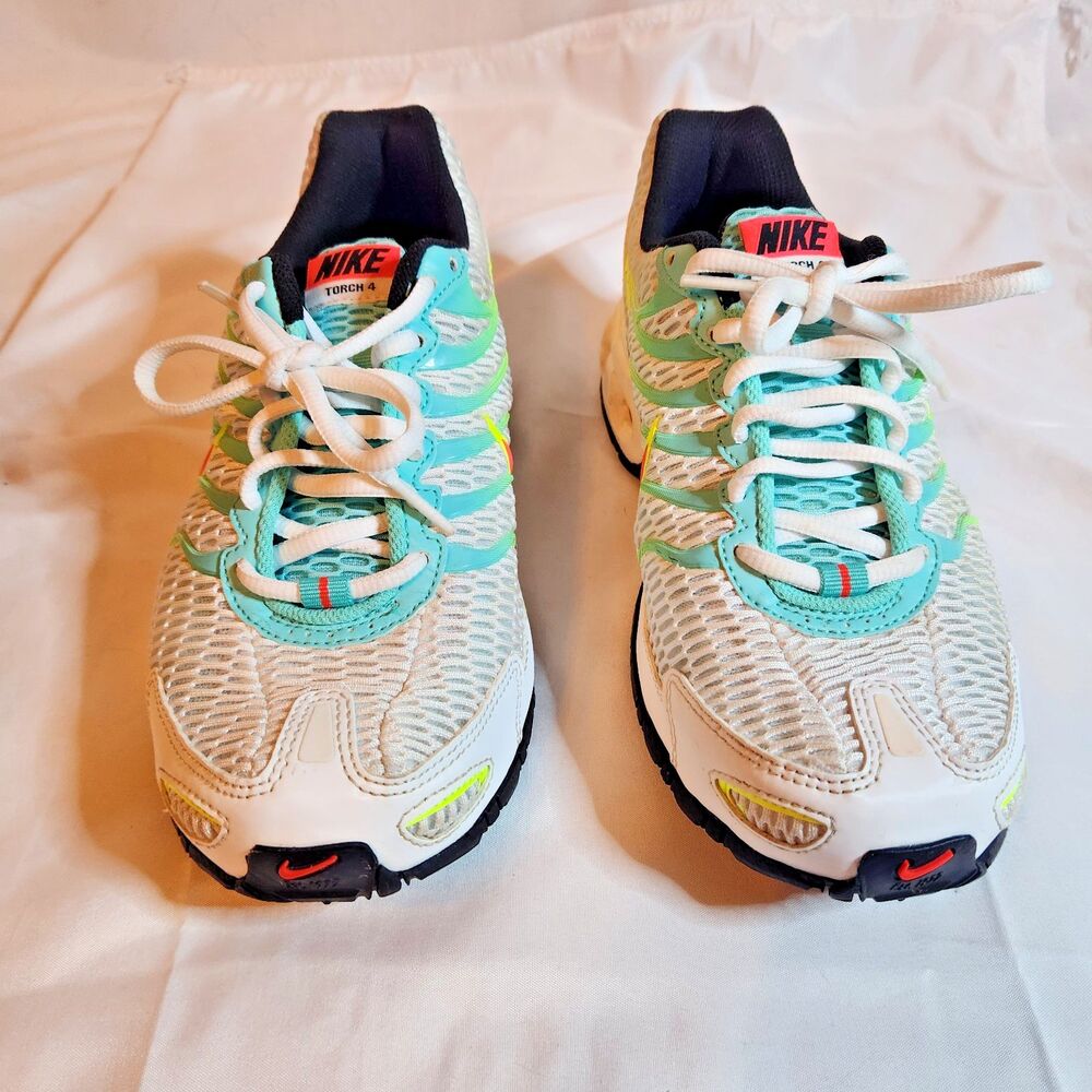 Nike Air Max Torch 4 Women's 8 White Volt Crimson Running Shoes CW5607-100